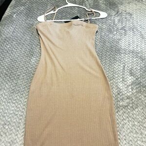 Fashion Nova Strapless Tan Dress